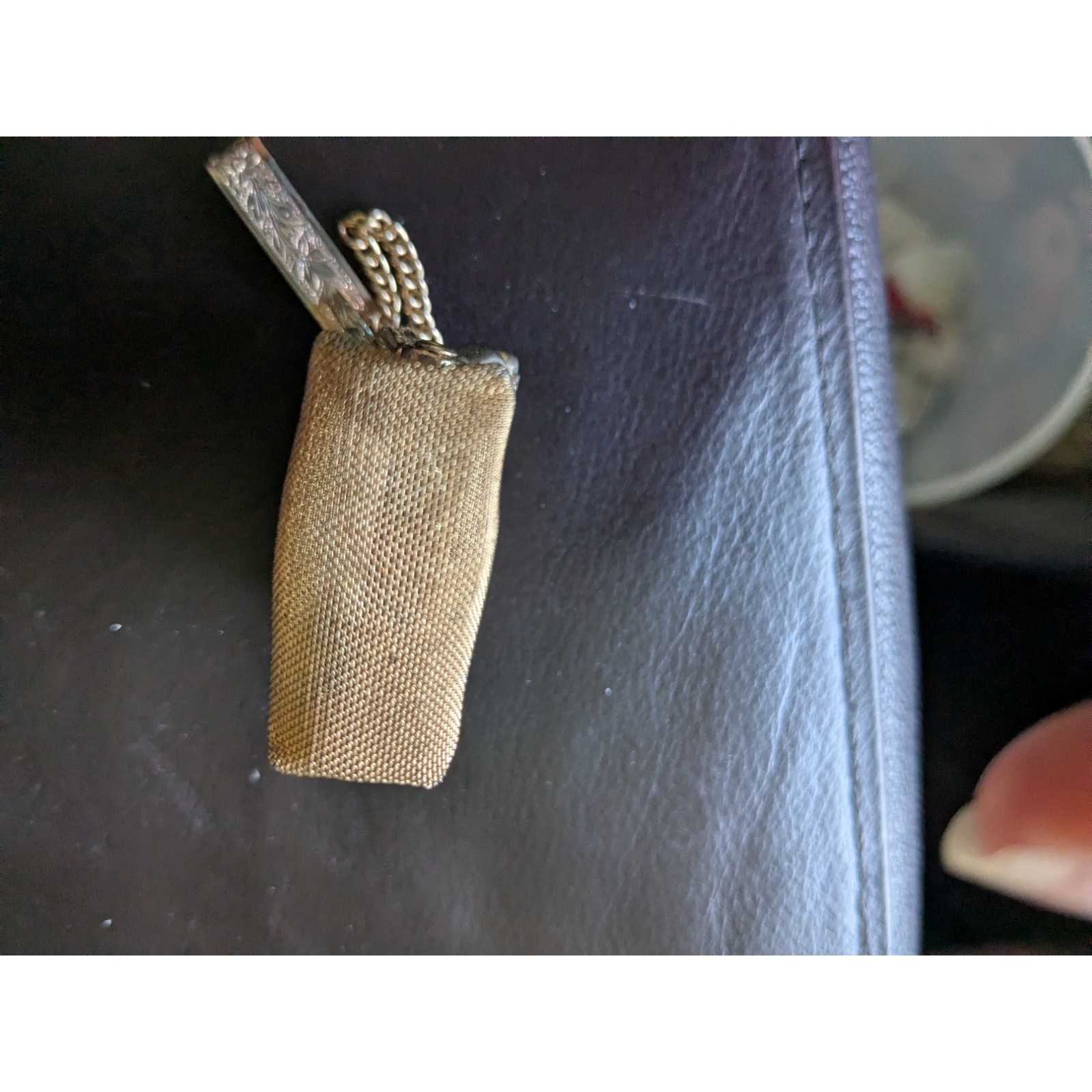 Vintage Miniature Gold-Tone 3″ Metal Mesh Chatelaine Purse Clip
