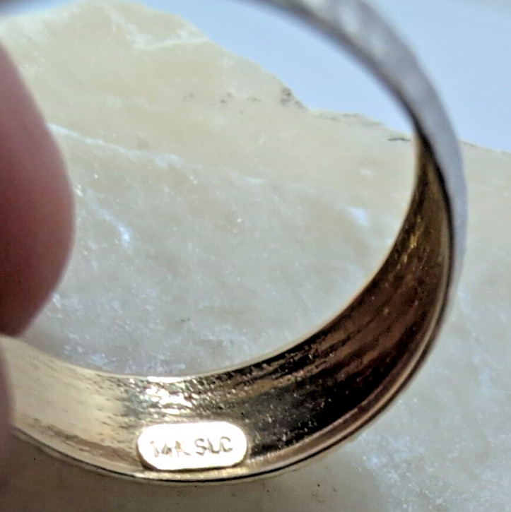 14k VTG 6-see pics Textured Yellow White Gold Ring Vtg 1.88 Grams