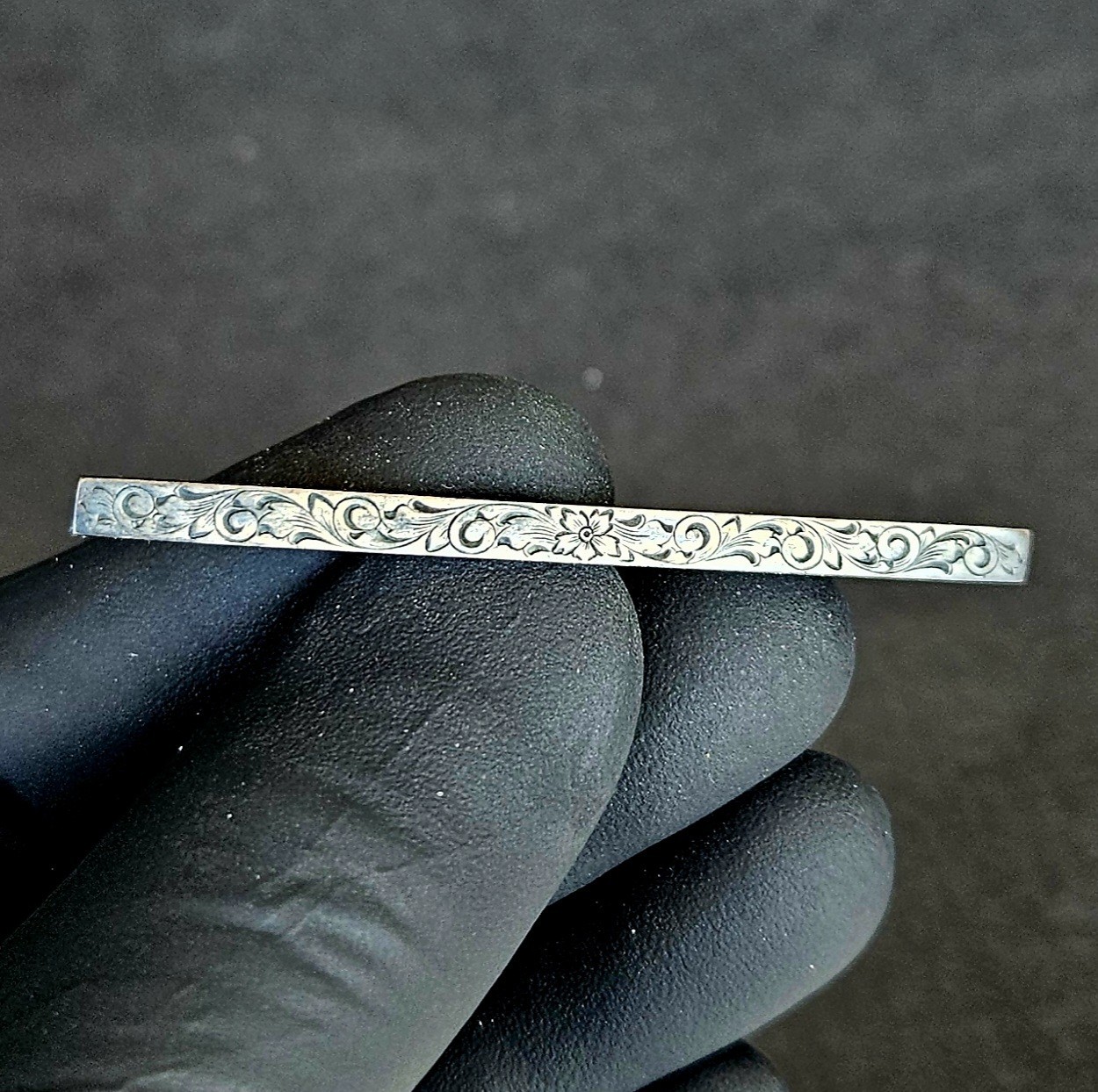 Antique Sterling Silver Engraved Bar Brooch Link & Angell L&A Pre 1915