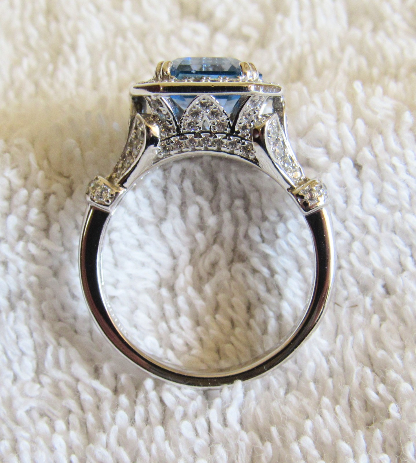 Sterling Silver & Faceted Blue Stone & Cubic Zirconia Matching Pendant & Ring