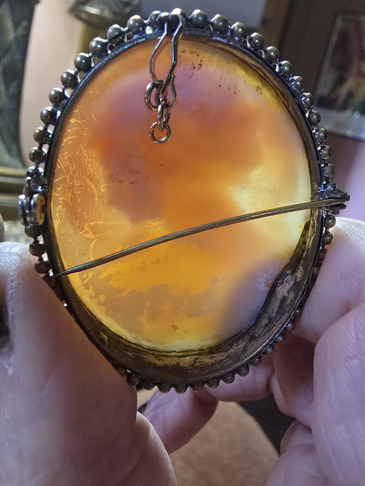 Vintage Shell Cameo Brooch Pendant