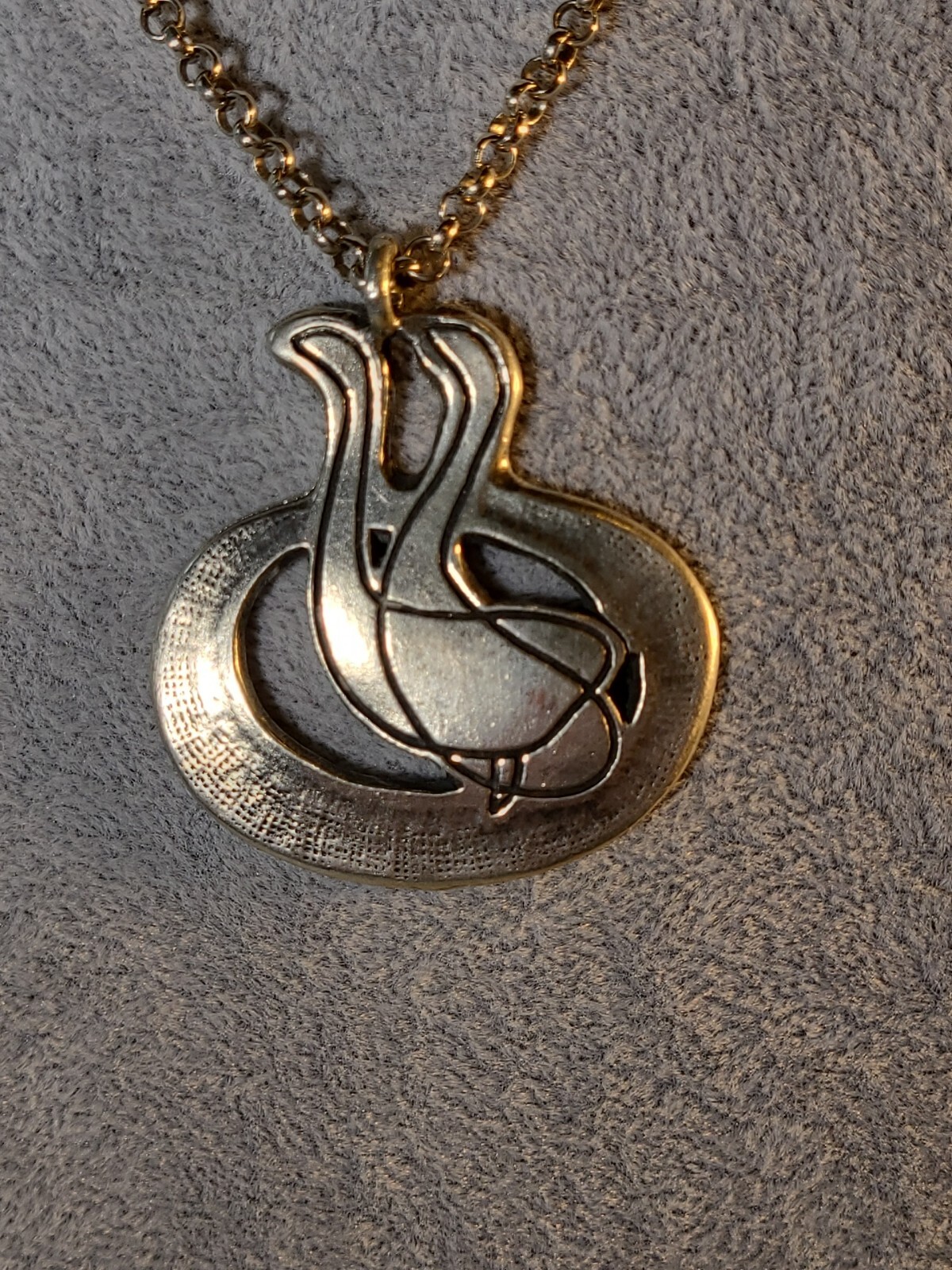 Vintage Eivind Hillestad Norway Pewter Signed EH Pendant Necklace 1960’s