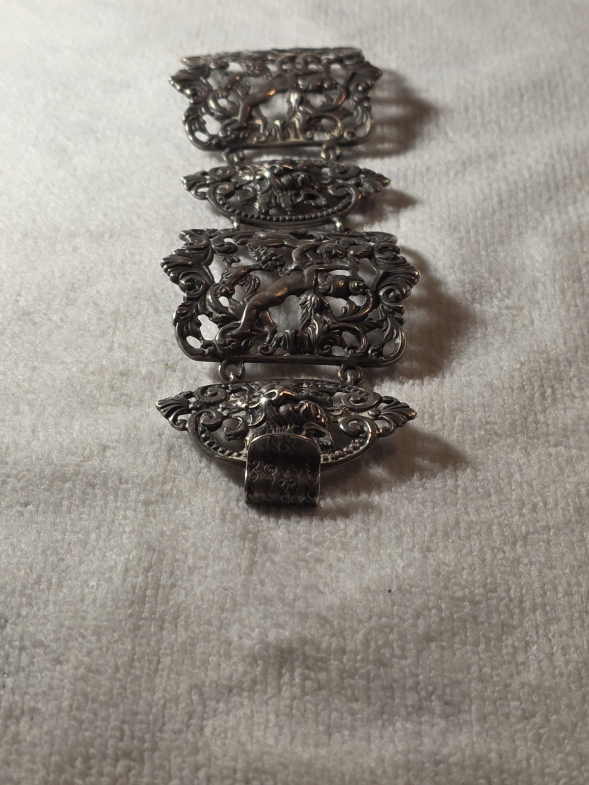 Vintage Cini Sterling 925 Cherub & Lion Bracelet Italian Renaissance Revival