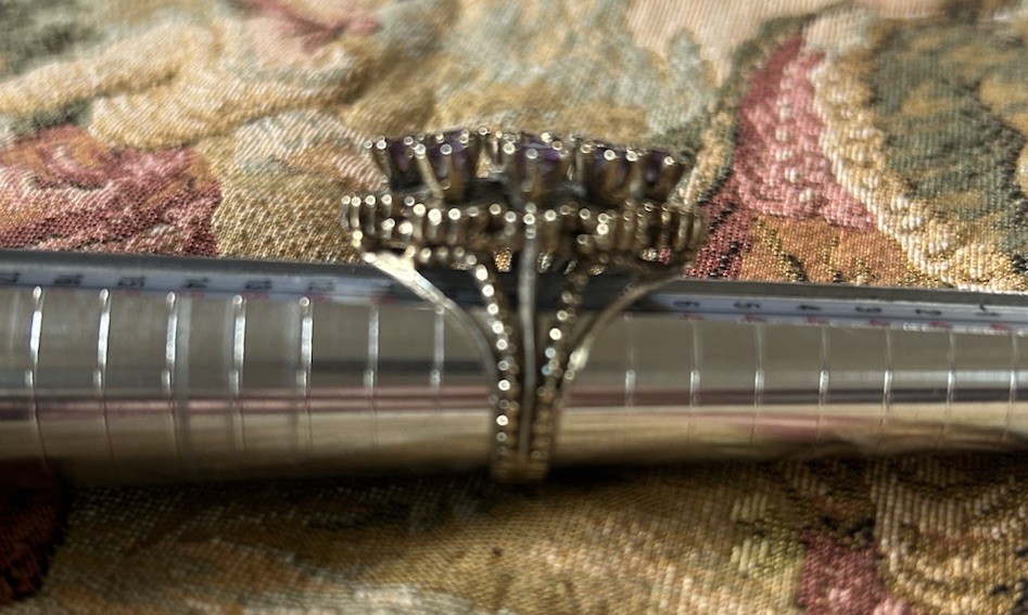 Vintage Sterling Ring Multiple Purple Stones SZ 5