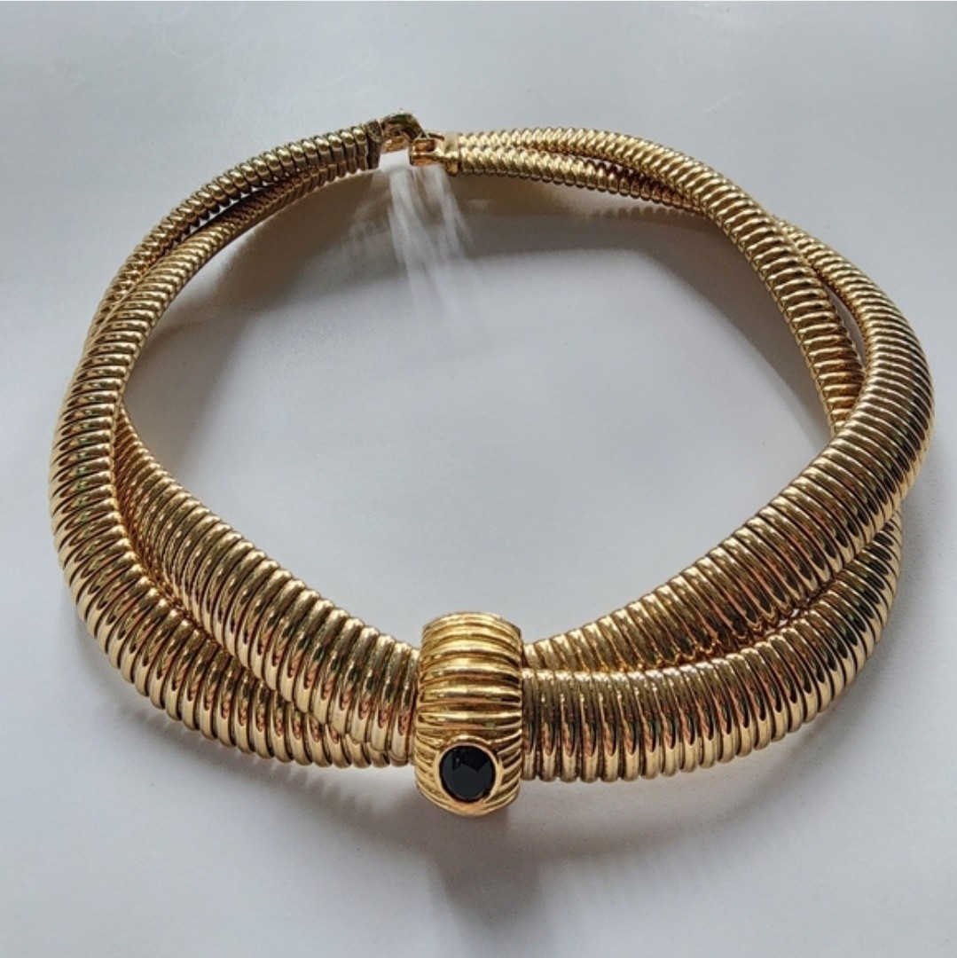 Vintage 1980s 18k Gold Plated GIVENCHY Collar Necklace