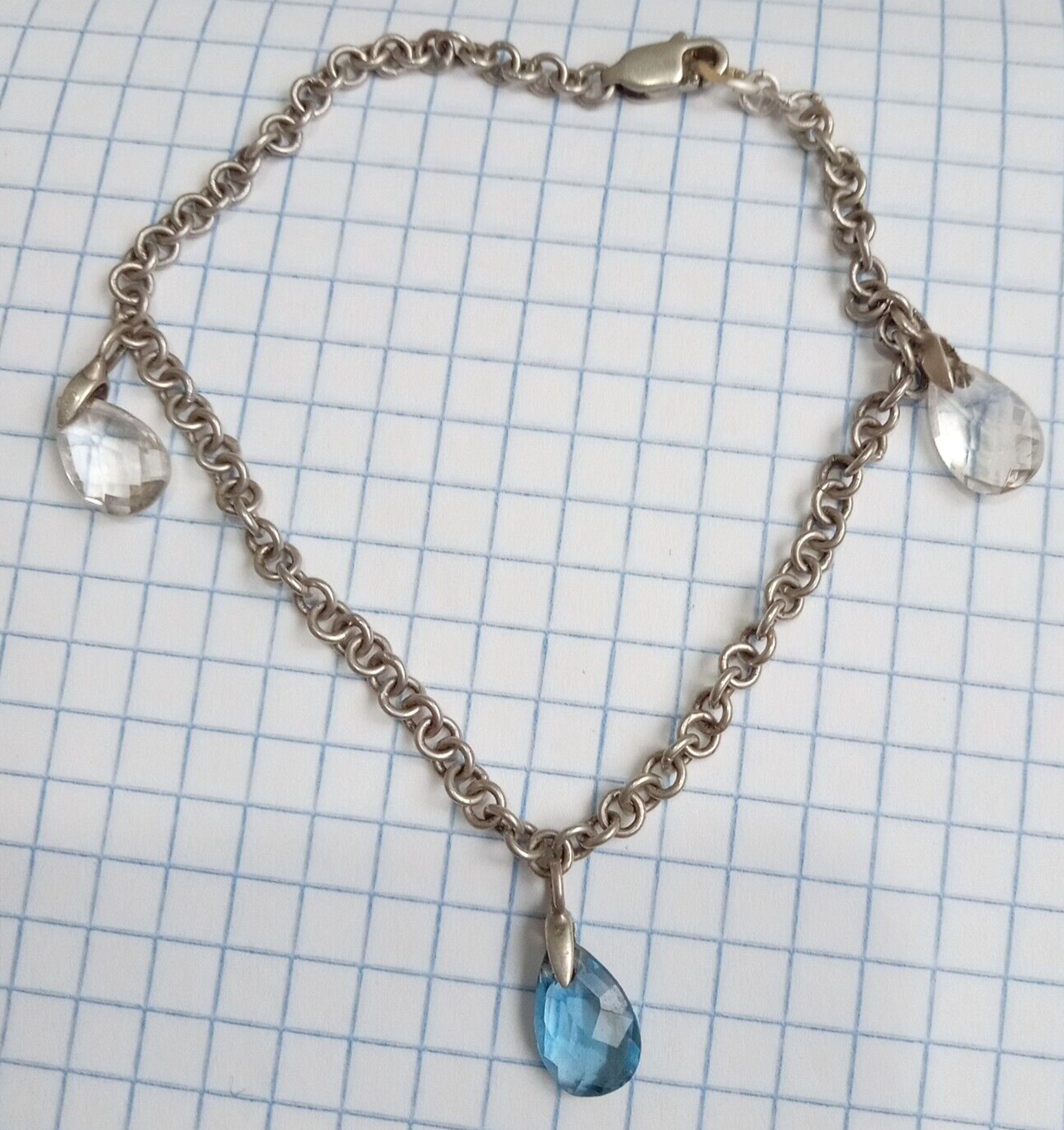 Vintage Bracelet with stones Sterling Silver 925 test Beautiful Women’s Jewelry