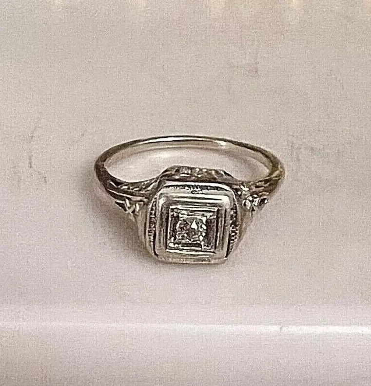 Art Deco Style 1.85Ct Lab Created Diamond Engagement 14K White Gold Finish Ring
