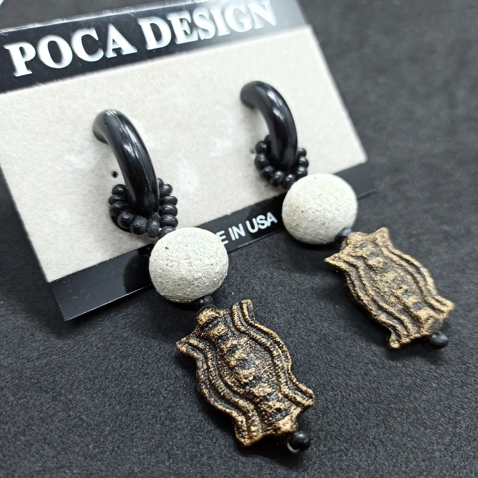Authentic Vintage Bohemian Earrings Long US No Holes Clip Hoop Hippie Lightweigh