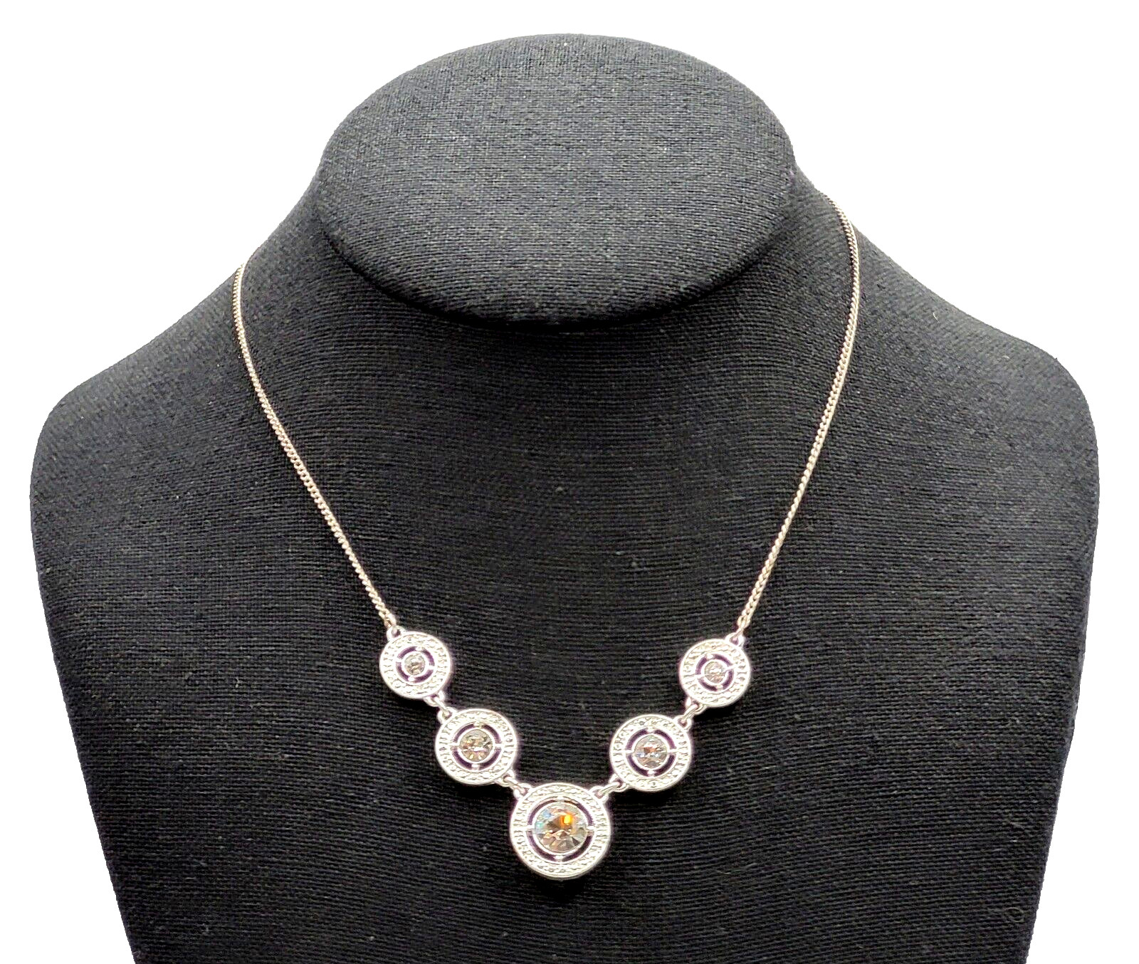 Avon NRT Professional Sparkling Rhinestone Silver Tone Metal Vintage Necklace