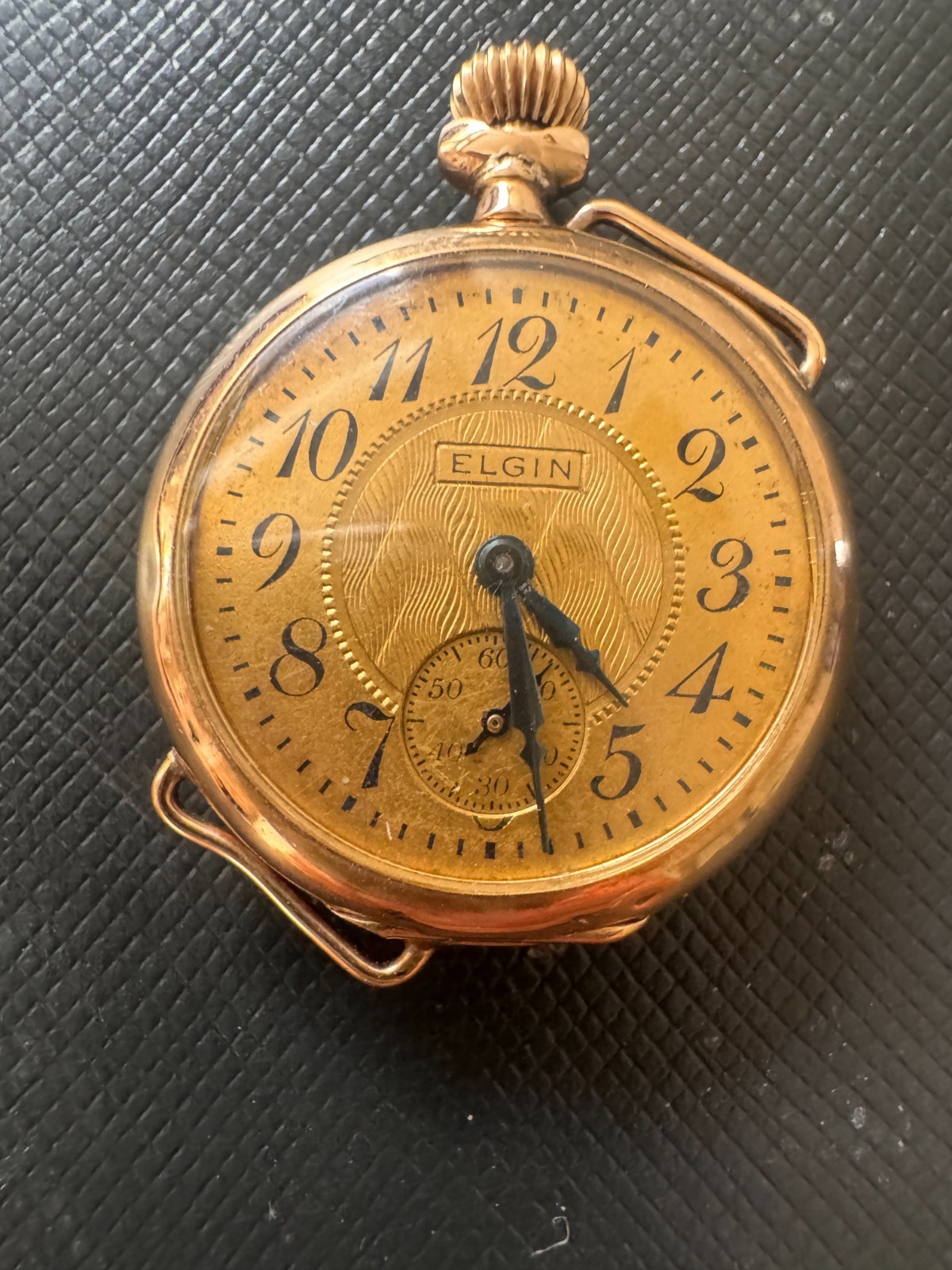 Antique Elgin 14K Gold Trench Watch, 1914 Production Year.