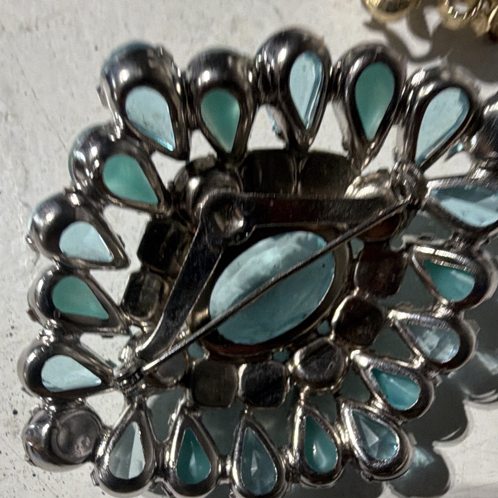 Vintage Blue Rhinestone Brooch & Pin Mixed Lot 3pc Metal Silver Gold Women’s