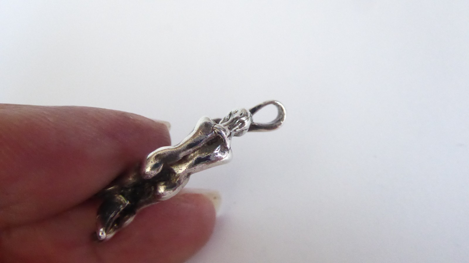 Risque Sterling Silver Pendant Nude Woman Riding Moon 4.7 grams Solid 925 Fairy