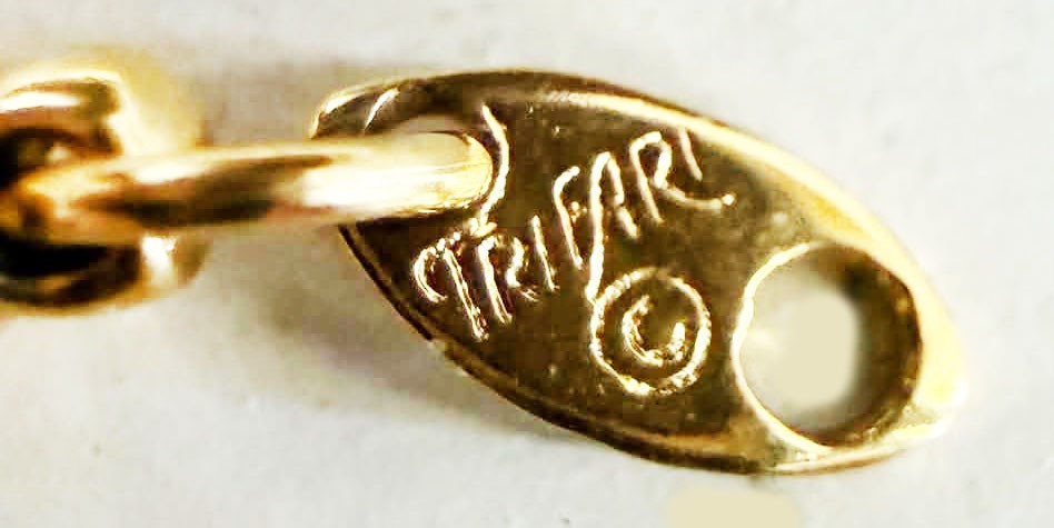 Vintage Trifari Necklace Bracelet Set Twisted Gold Tone Black Nautical Statement