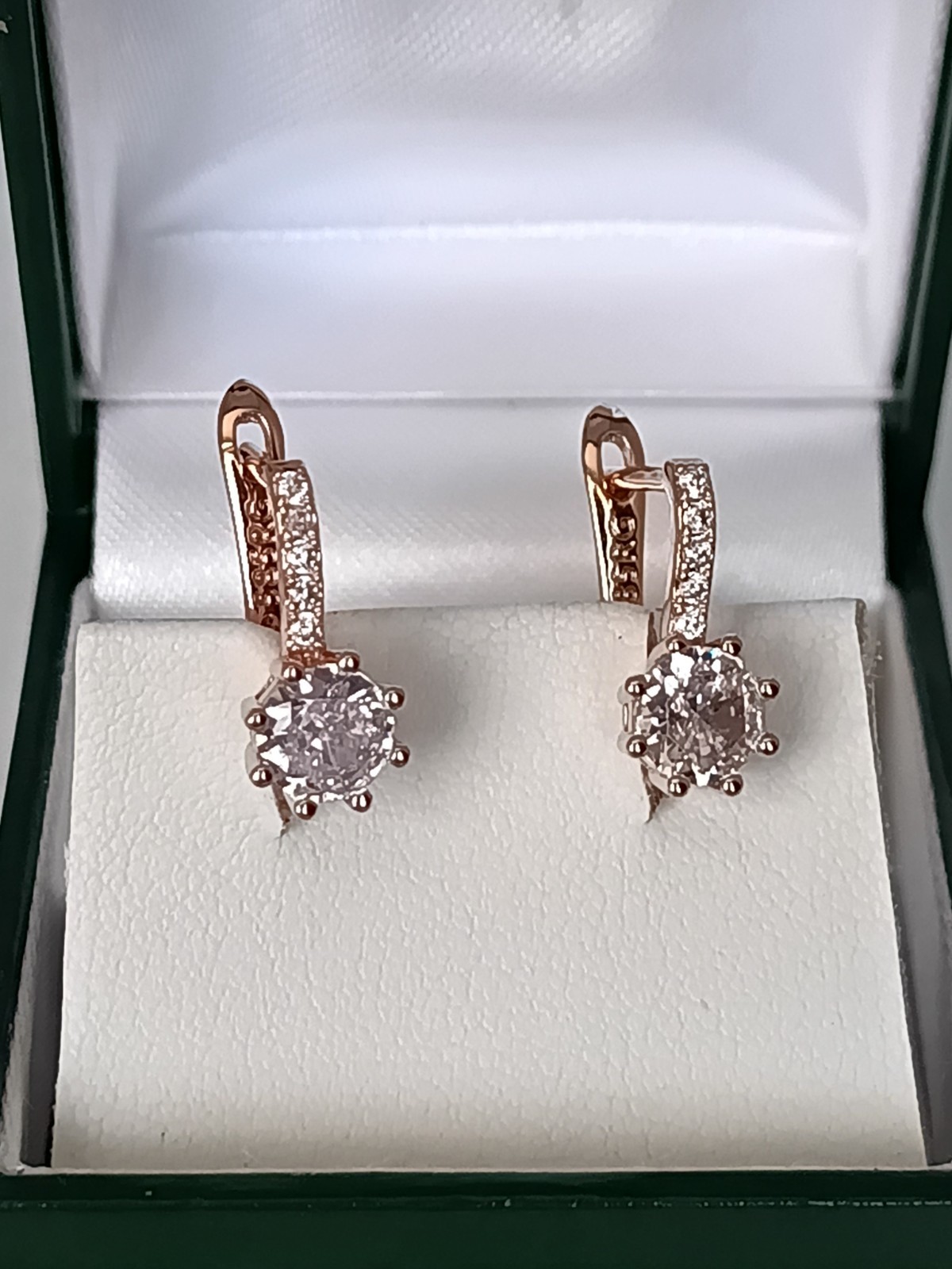 Vintage 1990-s 14 Ct Rolled Gold Zircons Earrings-Hallmarked 585 RG