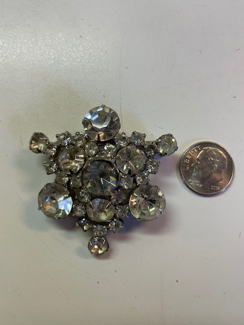 Vintage Clear Stone Pin/Brooch- No Stones Missing