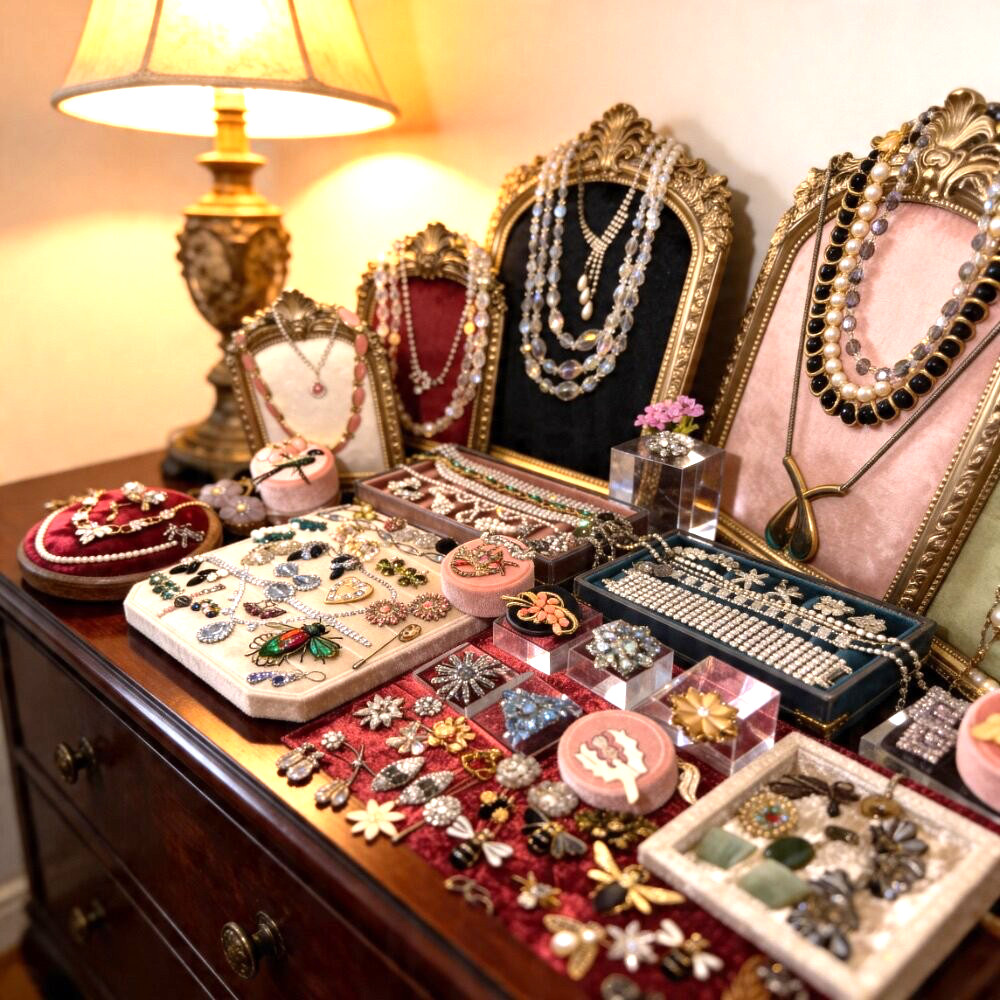Jewelry Lot Vtg Rhinestone Sorrelli Trifari Weiss Jade High End Sets Estate