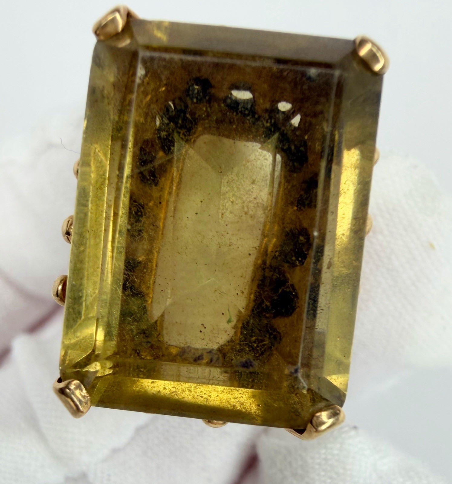 Glam Mid-Century Citrine Cocktail Ring 14k Womens Size 7