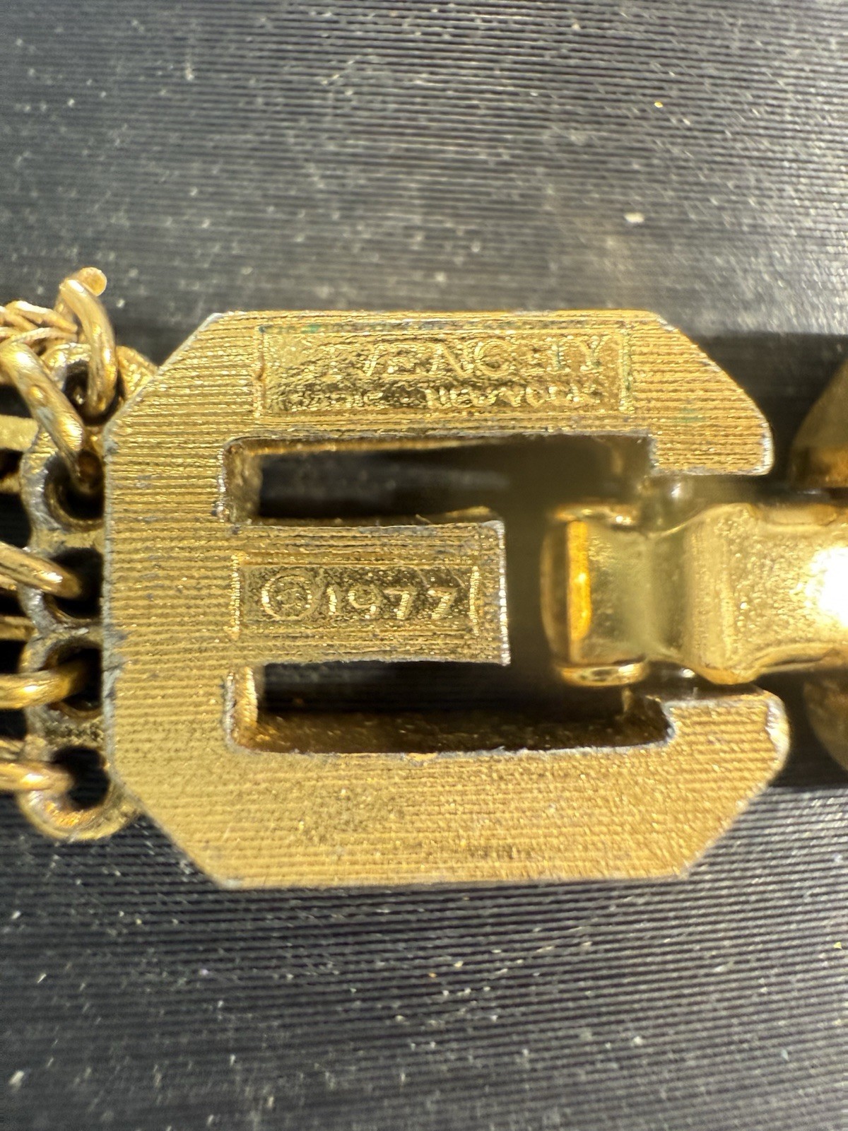 Vintage 1977 Givenchy G-Link 5 Strand Multi-Layered Gold Tone Necklace