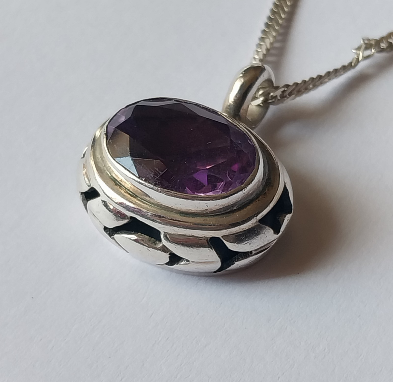 Lori Bonn 925 Sterling Silver Amethyst Earrings Pendant Set 19g Bali Vintage