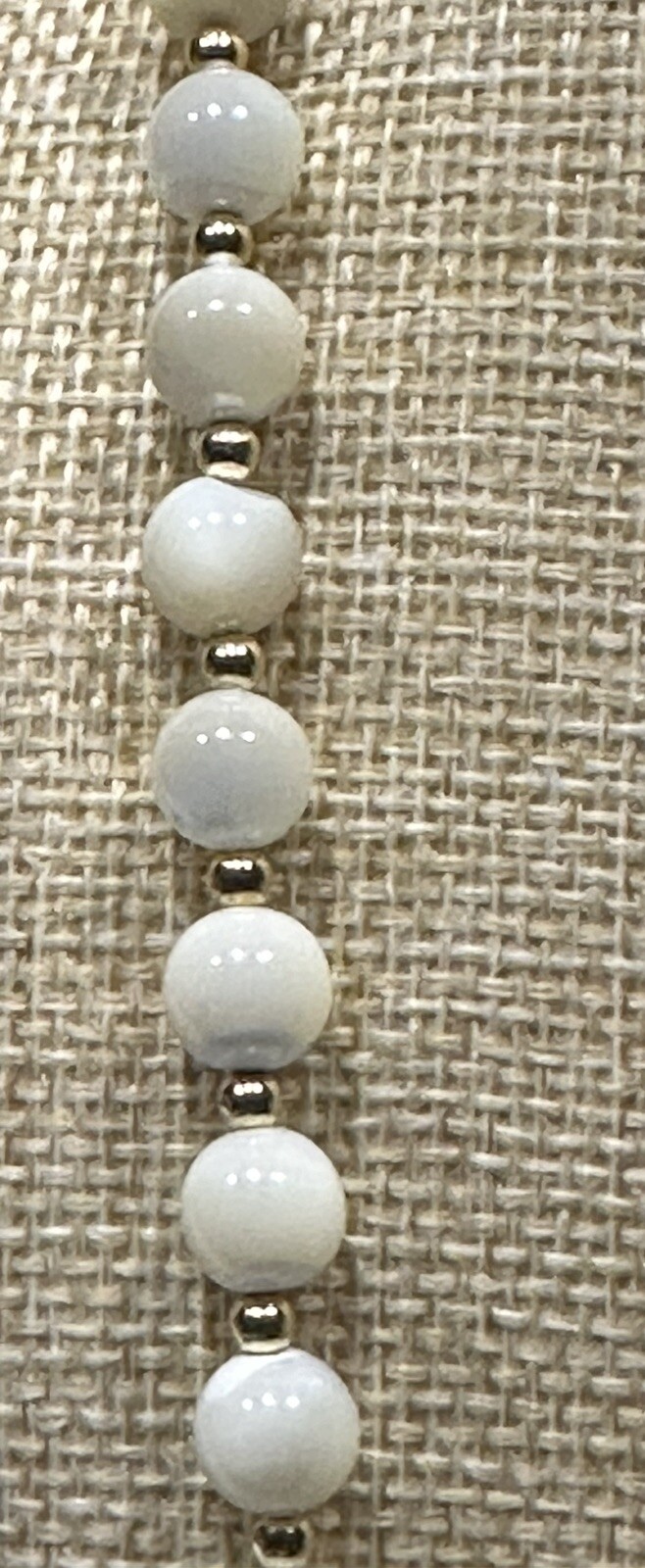 VTG Art Deco Opaline Opalite Opalescent Glass Bead Necklace 29” White