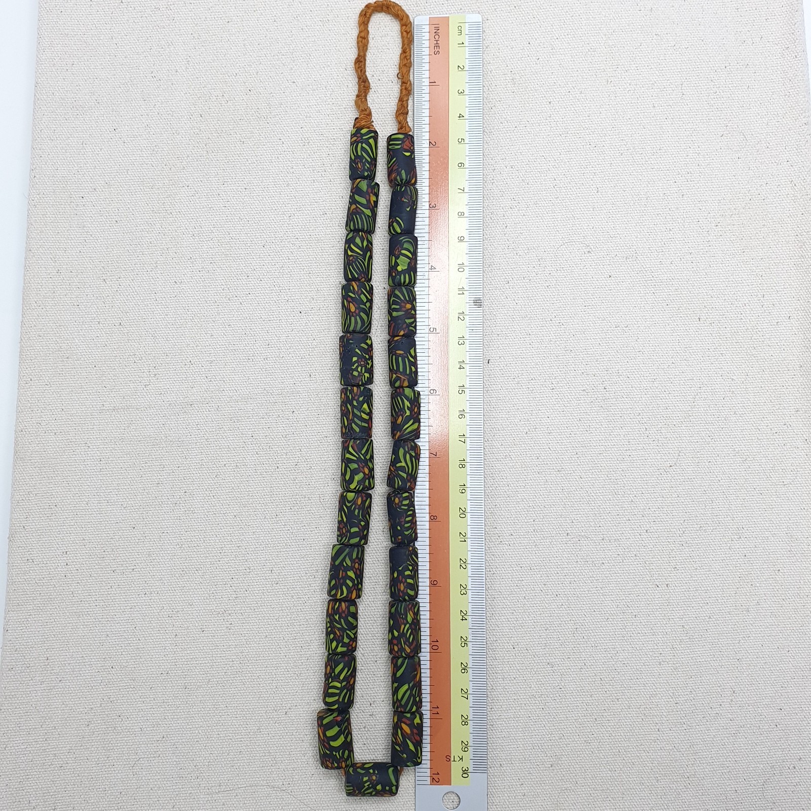 Vintage Gabri Eyes Style African Glass Beads Necklace Strand, Ethnic Tribal