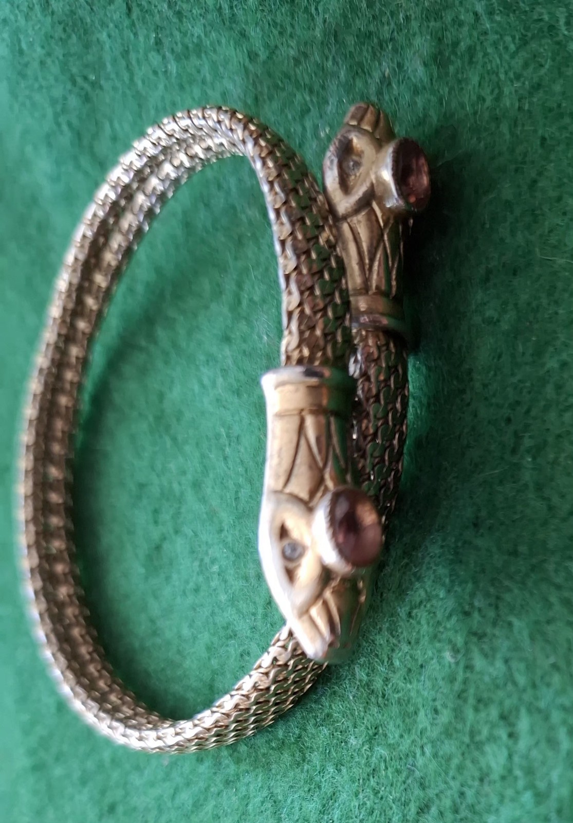 Vtg Victorian Style Gold Plate Jeweled Serpent Snake Wrap Bracelet Stella Dot !