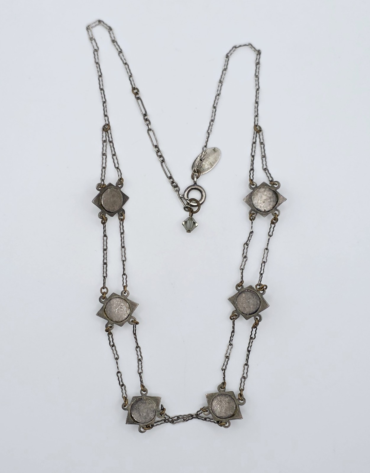 Liz Palacios SF Vintage Crystal Festoon Necklace Filigree Multistrand Art Deco