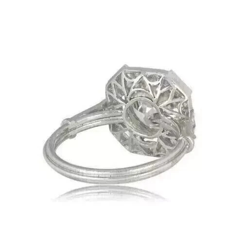 Vintage Art Deco 2.4CT Lab Created Diamond Ring Octagon Baguette Halo 925 Silver