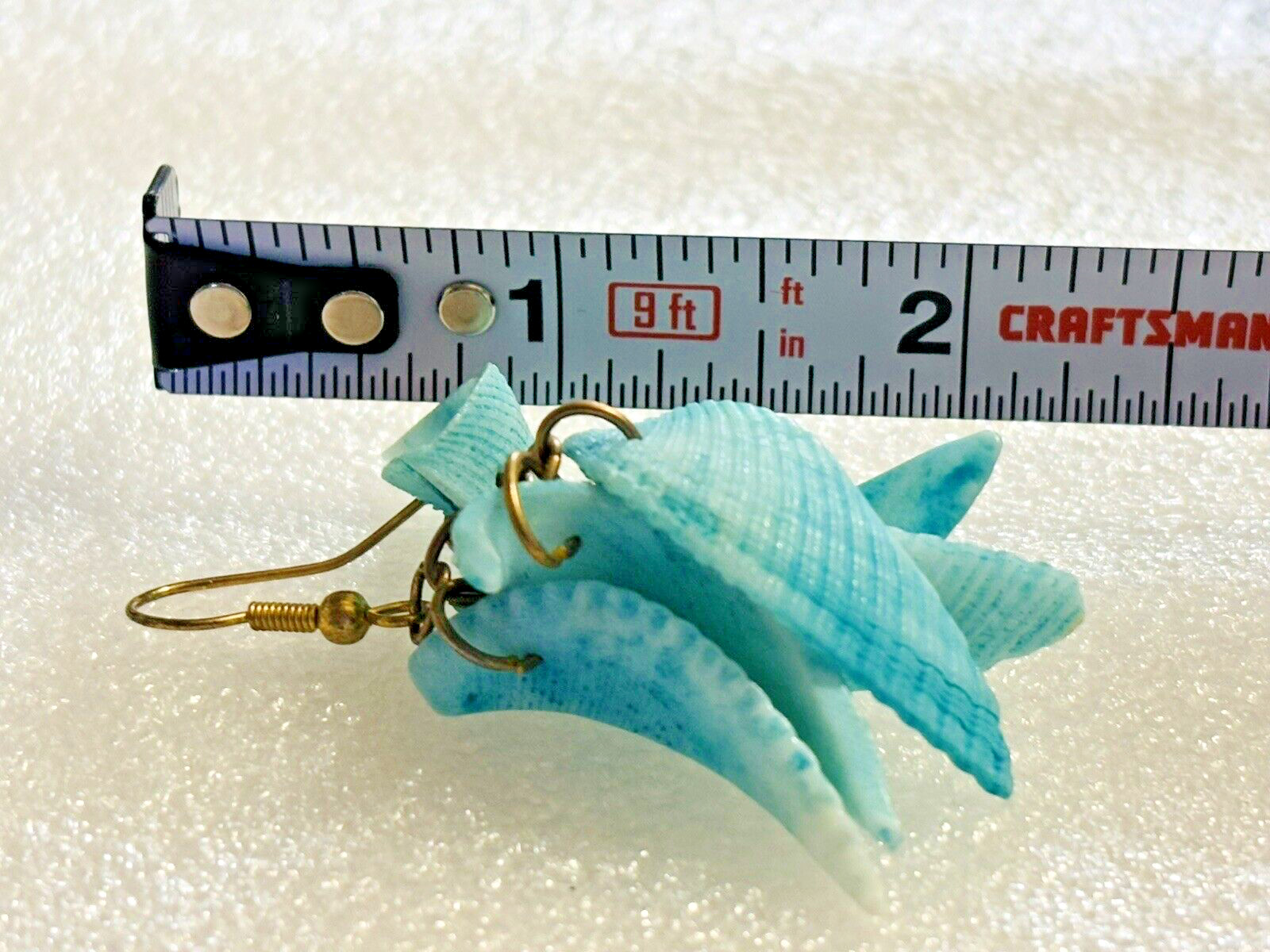 Sea SHELLS Hook EARRINGS pierced long dangle handmade Turquoise