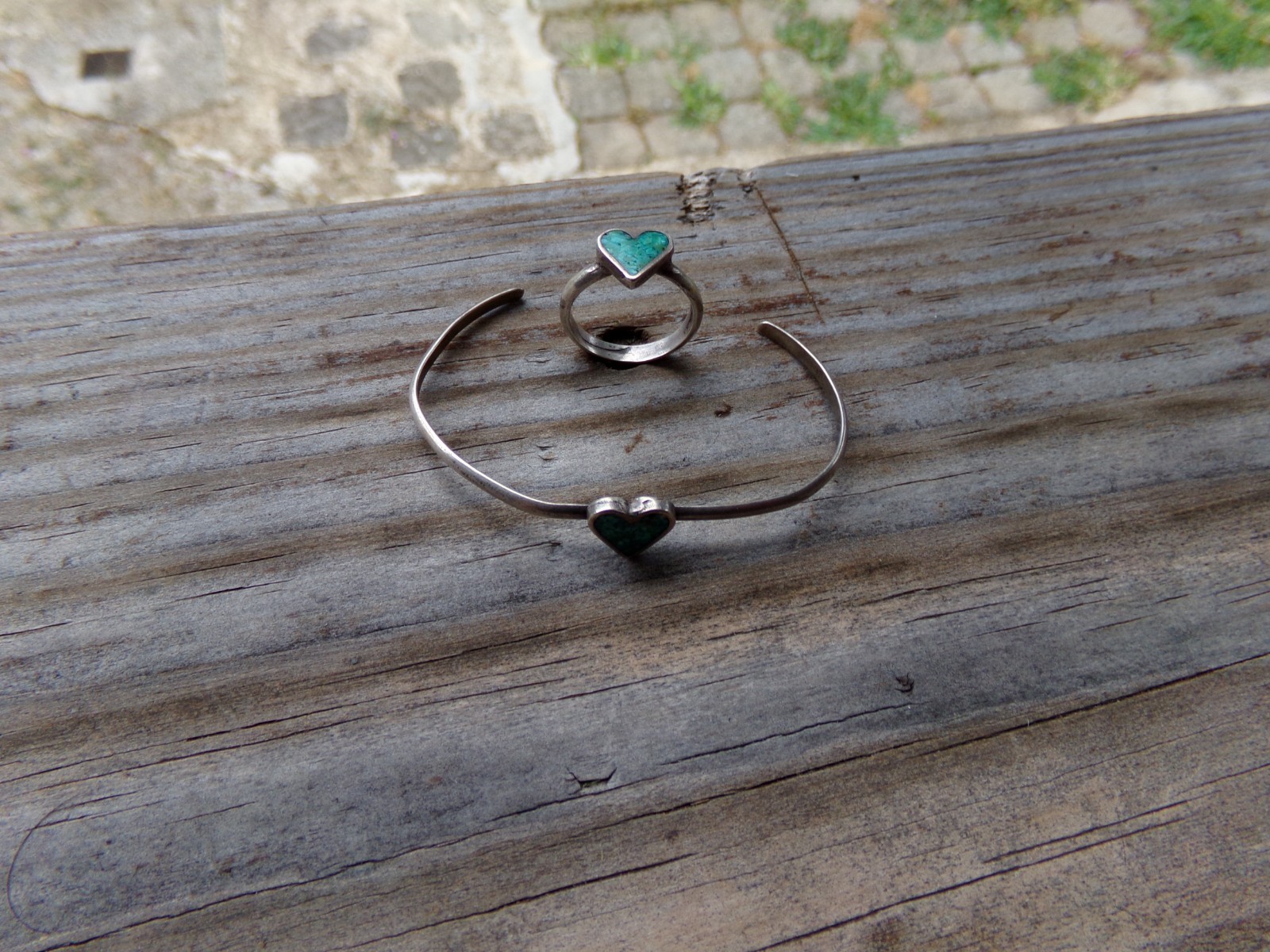 Sterling 925 Silver turquoise Bracelet and Ring size 6.5