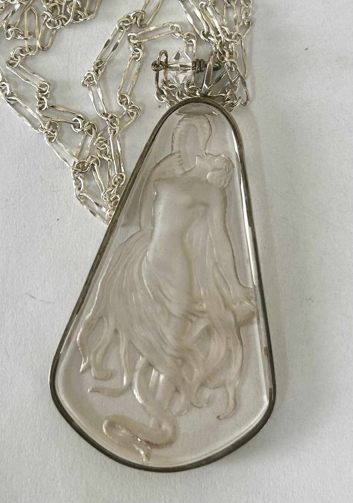 RARE Intaglio West German, Lalique? Leda and The Swan Pendant Unknown Maker