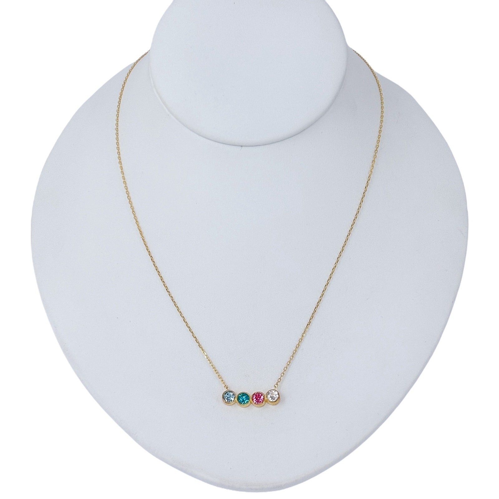 Vintage Gold-Tone Sterling Silver Multi-Color Cubic Zirconia Necklace 16″-18″