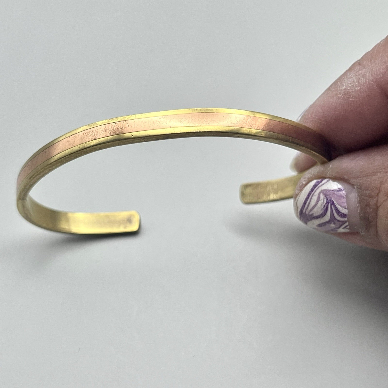 VTG Cuff Bracelet SERGIO LUB CALIFORNIA Copper and Brass Thin Bangle 6.75″