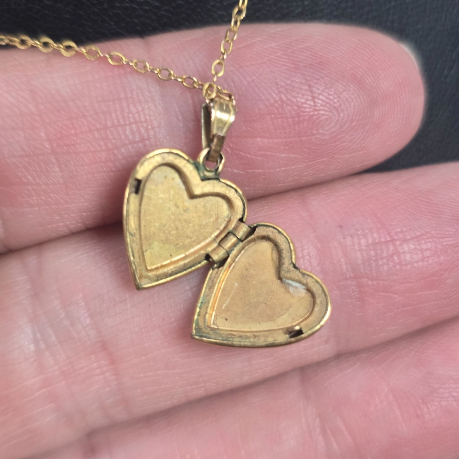 Vintage Engraved Heart Locket Pendant Charm W/ 12k Gold-Filled Chain Necklace
