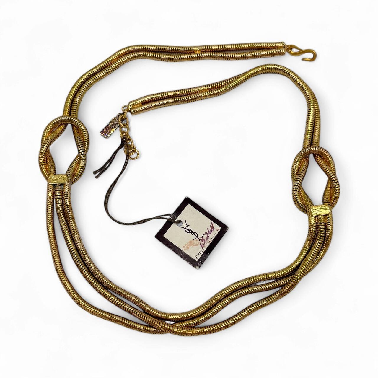 Rare Yves Saint Laurent YSL Gold Tone Snake Chain Necklace 1970s