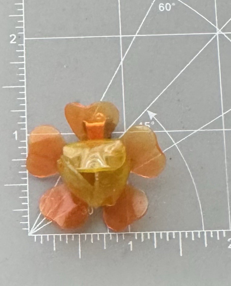 Vintage Orange / Yellow Flower brooch & earrings set cellulose acetate plastic