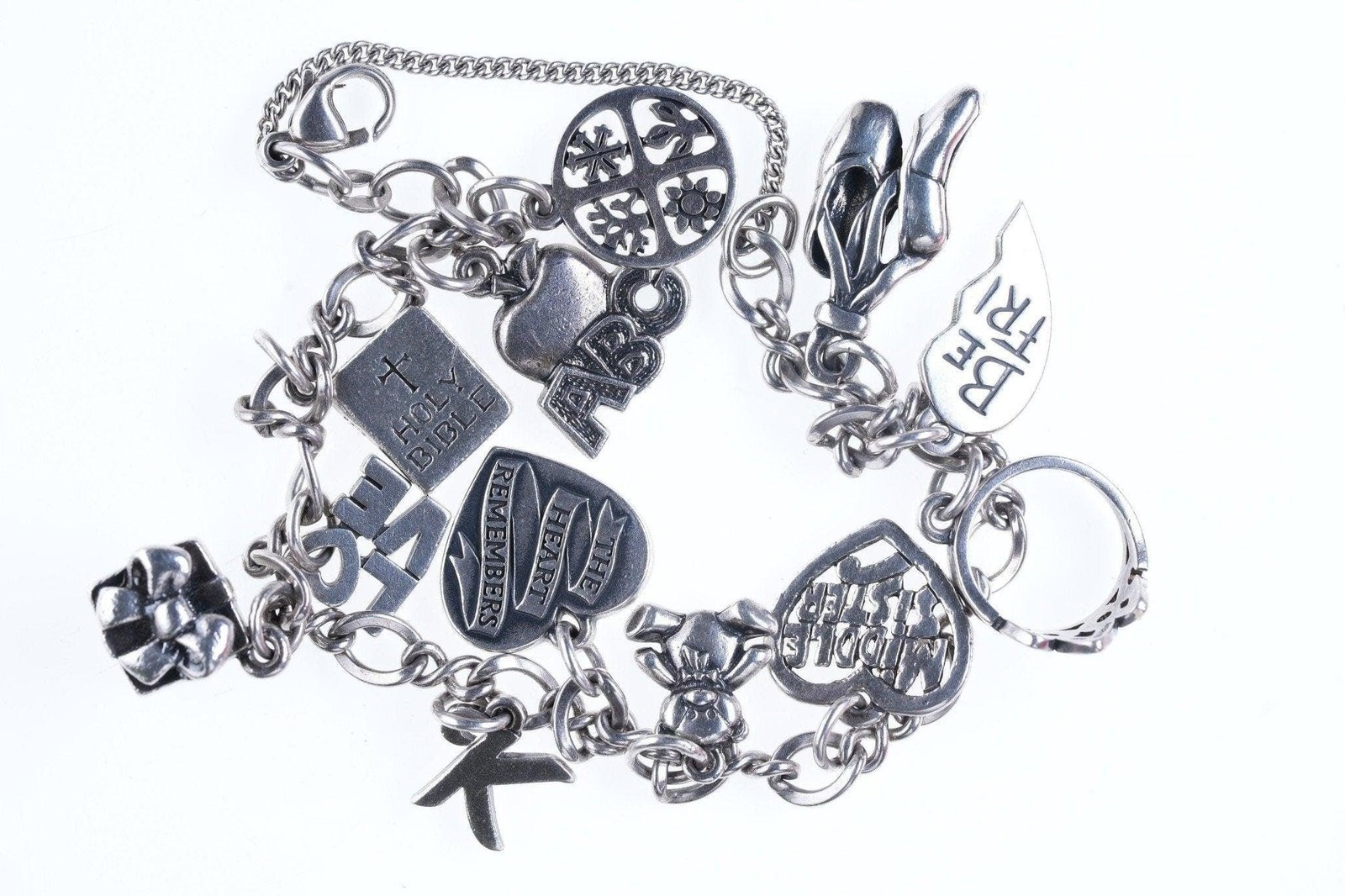 7.75″ James Avery Sterling silver Charm bracelet with lots of charms