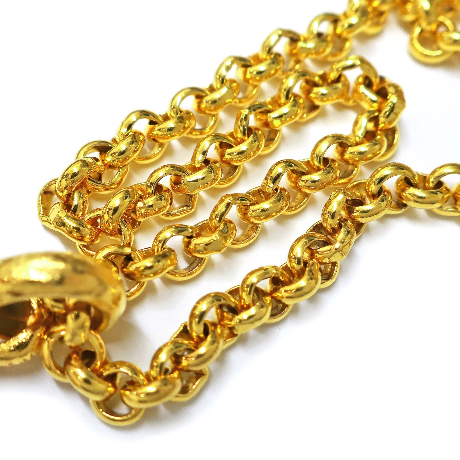 CHANEL Gold Plated CC Logos Charm Vintage Chain Necklace Pendant #1302c Rise-on