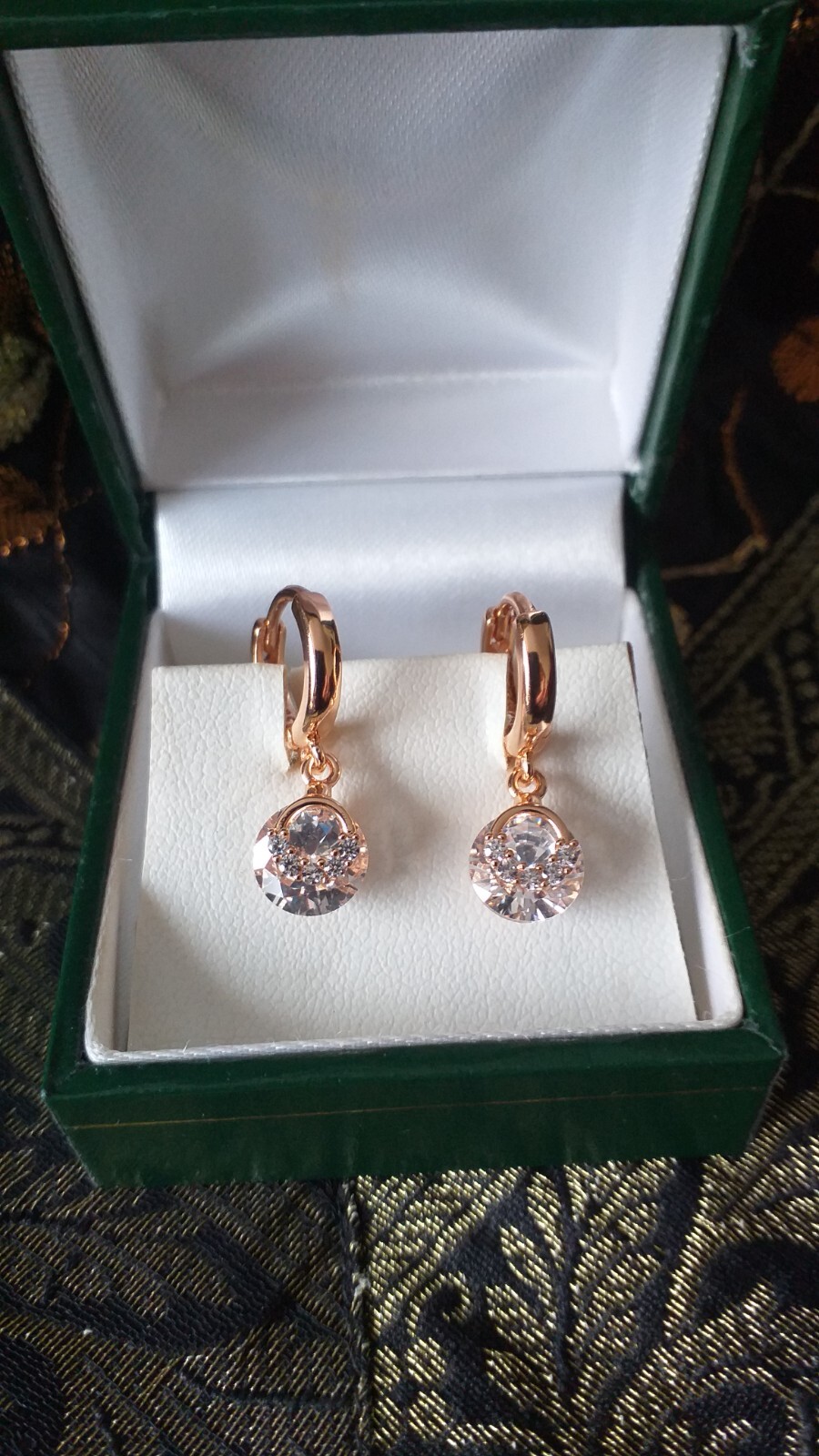 Vintage 1990-s 14 Ct Rolled Gold Zircons Earrings-Hallmarked 585 RG
