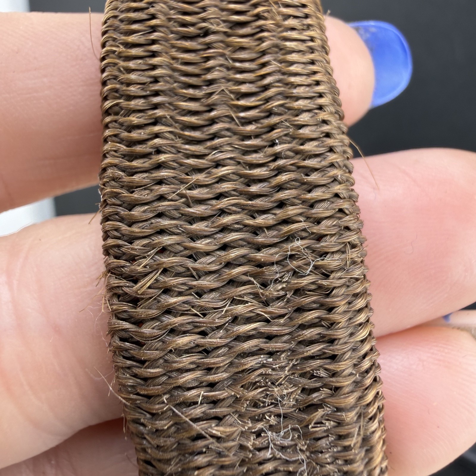 Vintage Victorian Mourning Bracelet Hair Band Woven Gold Tone 5.5”