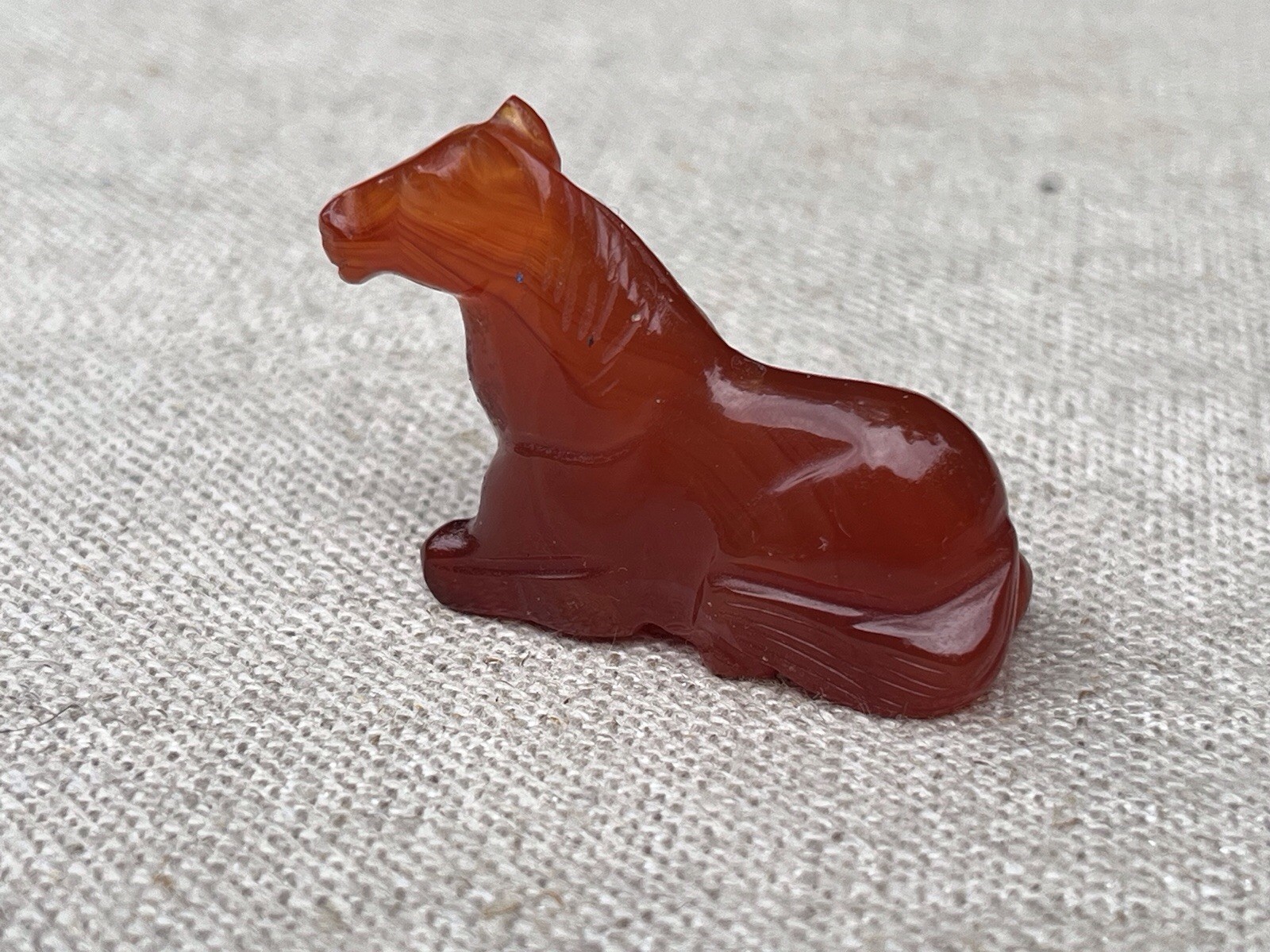 Vintage Chinese Carnelian Mini Horse Bead Pendant Necklace