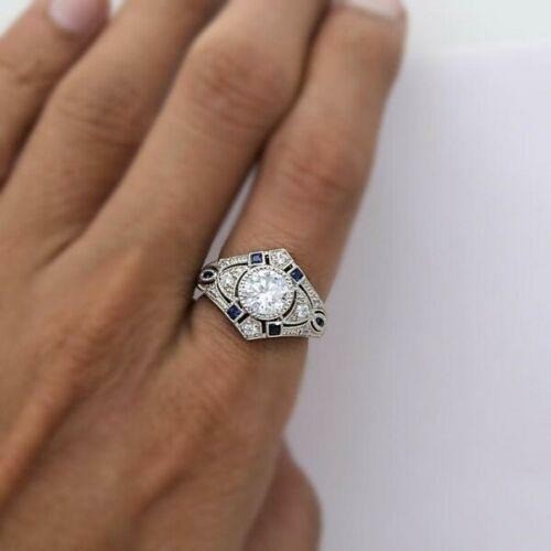 2.10 Ct White Diamond Art Deco Vintage Engagement Ring 925 Sterling Silver