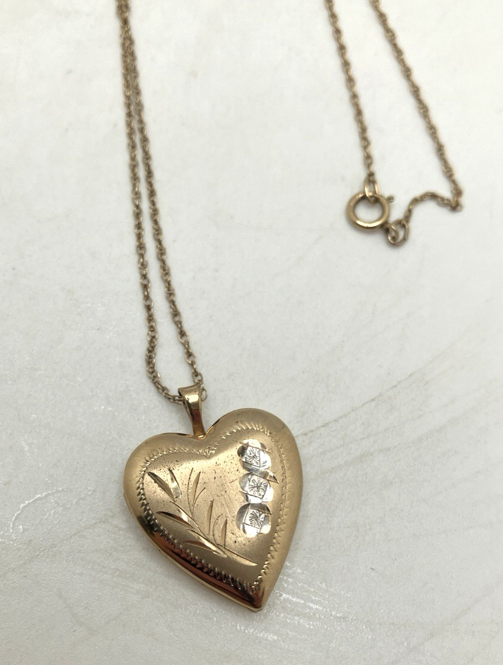 14K Gold-Filled Vintage Etched Locket Stamped PPO 18″