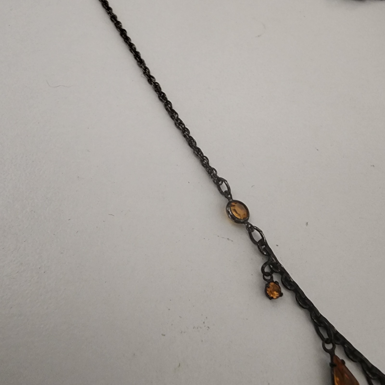 Austrian Crystal Fringe Necklace Cleopatra Amber Stones Vintage Estate Jewelry