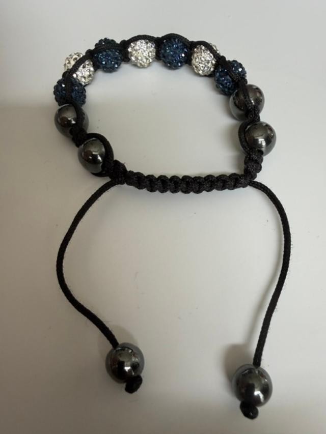 Handmade Shamballa Style Black Cord Bracelet with Sparkling Beads