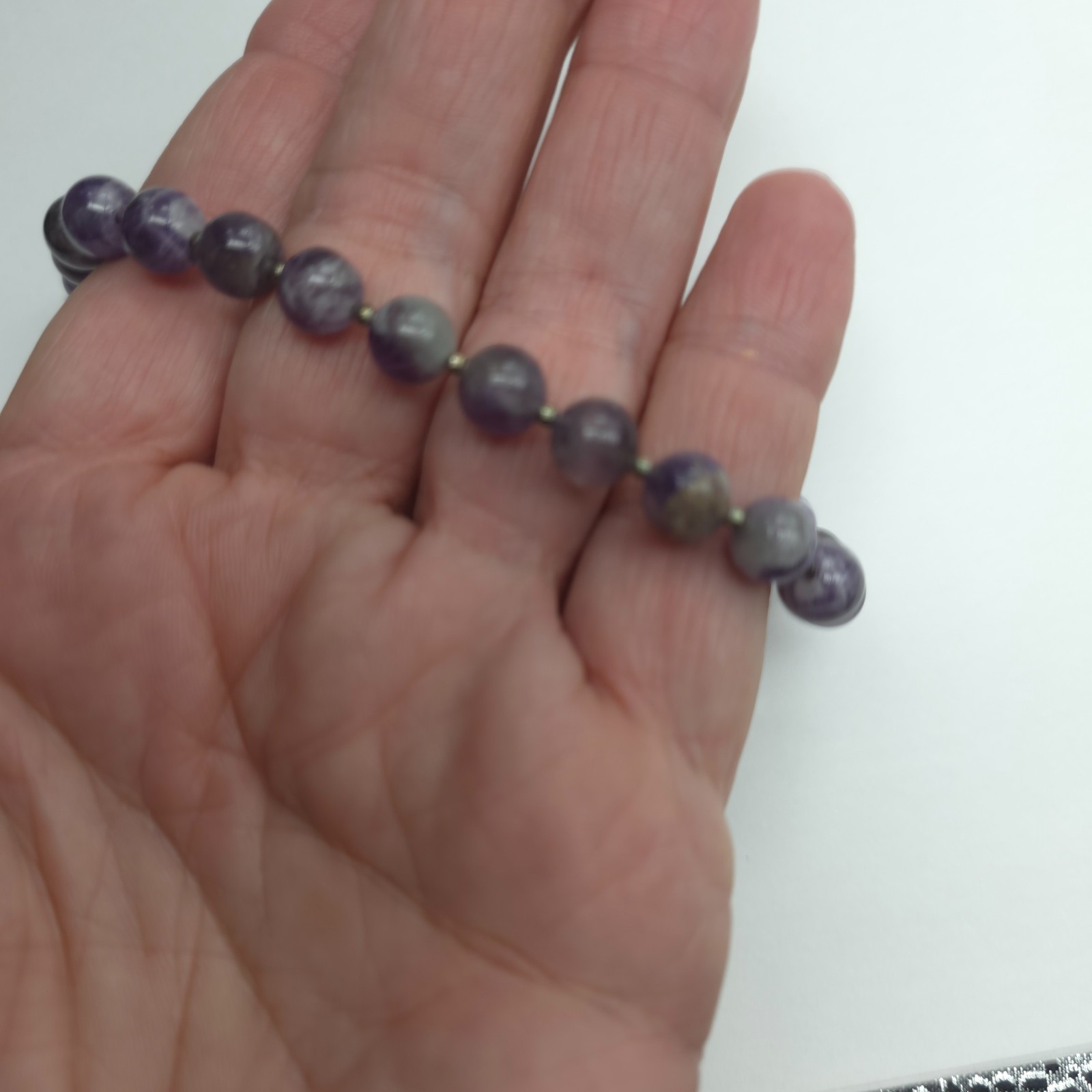Amethyst Gemstone Beaded 8 inches Bracelet Vintage
