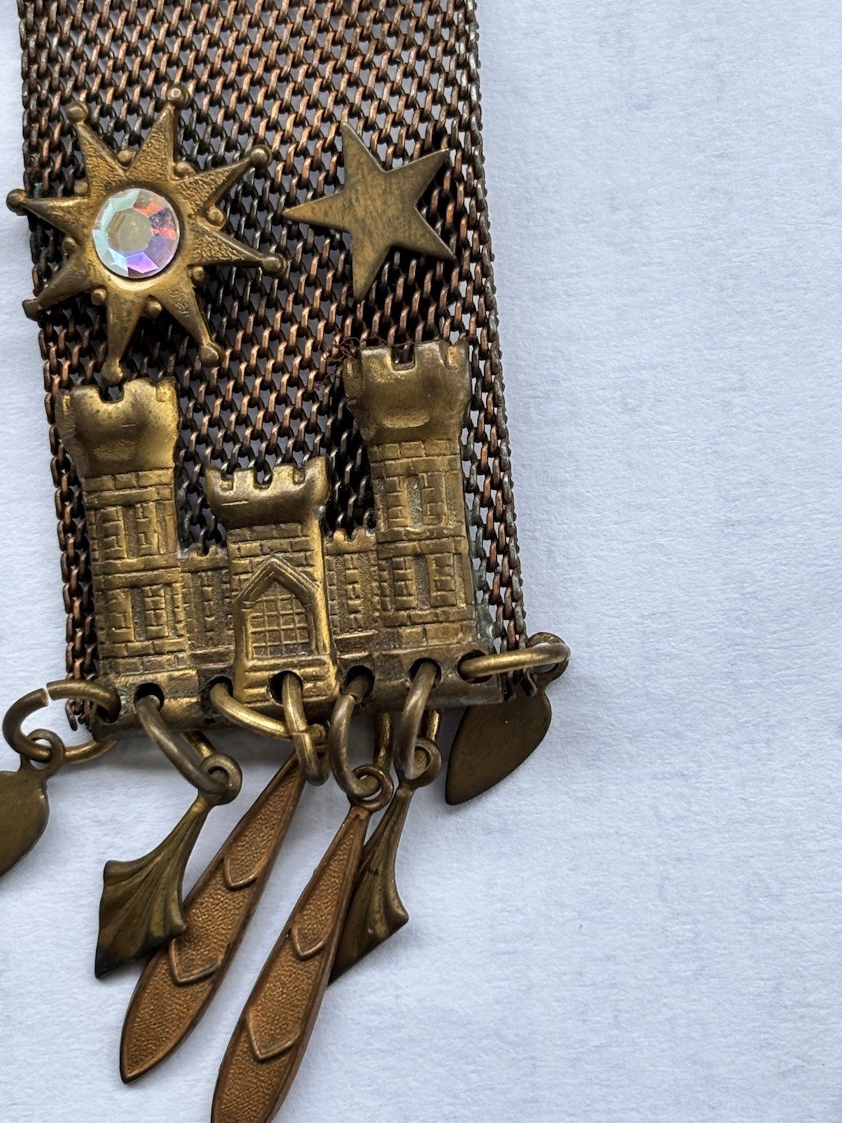 Unique Antique Jack Smile? Mesh Ear Rings Winged Lion Moon Stars Castle Dangle