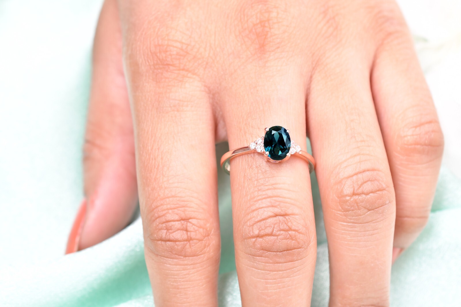 Oval London Blue Topaz engagement ring 7Stone Ring topaz promise ring Gifts For