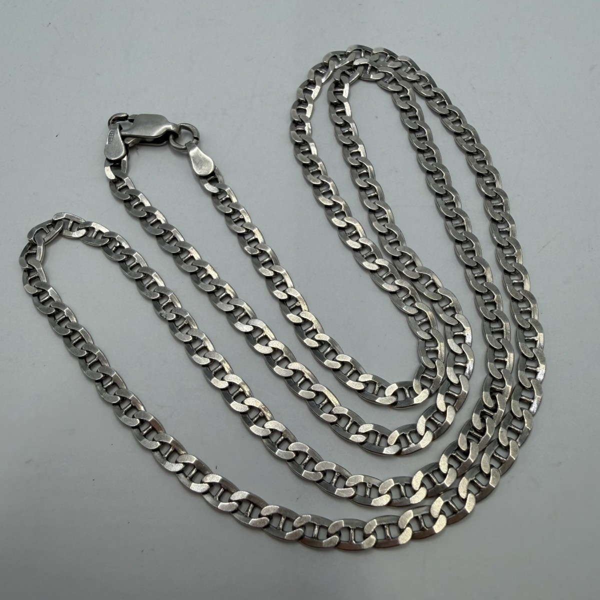 Vintage 925 Sterling Silver Mariner Chain Necklace Anchor Link Unisex 52cm