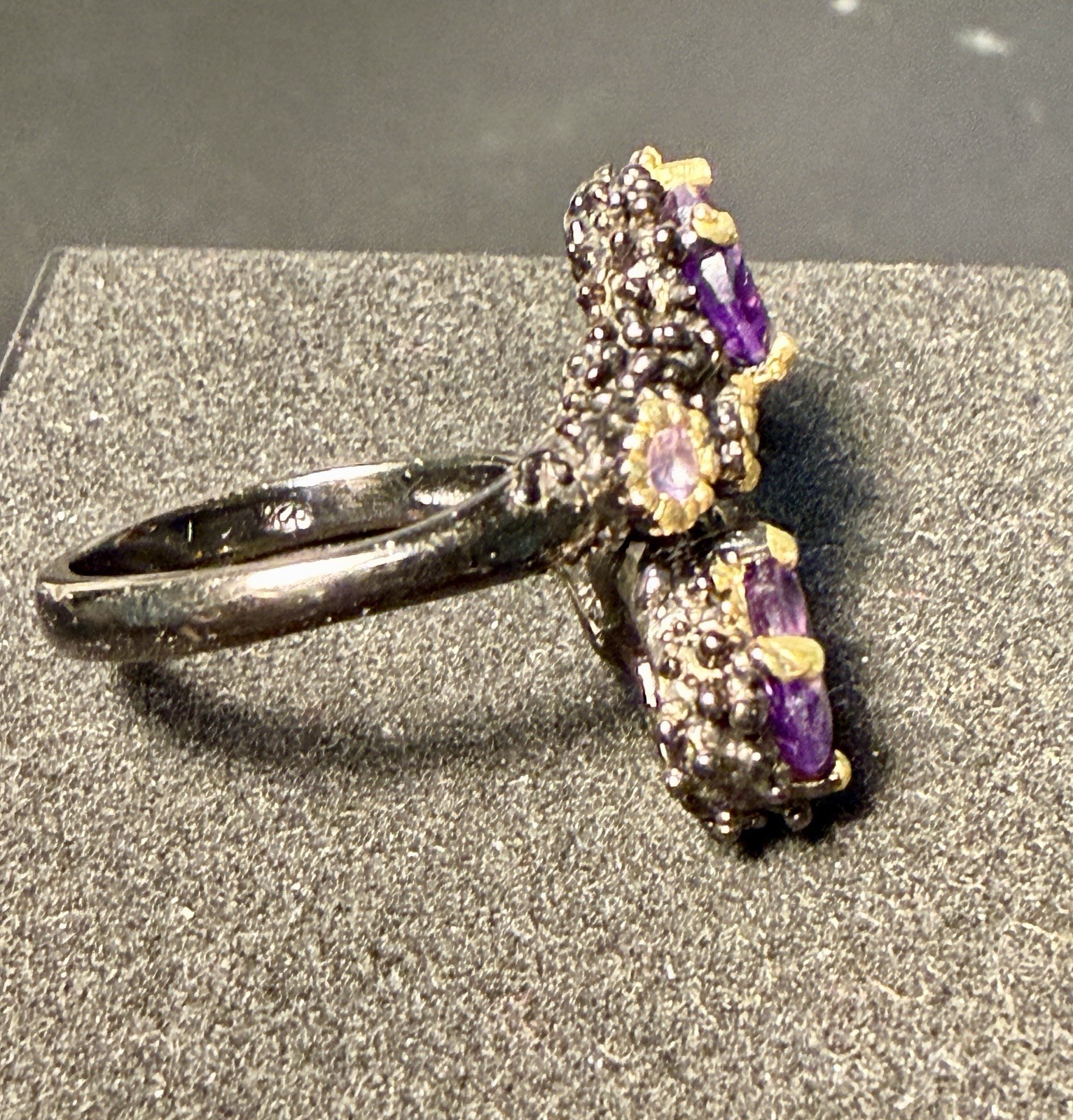 Danny Buonomo Artisan 1980s Silver 925 Amethyst Pink Sapphire Ring Sz 7.25